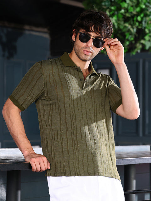 Chaos Crevice-Jacquard Polo T-Shirt