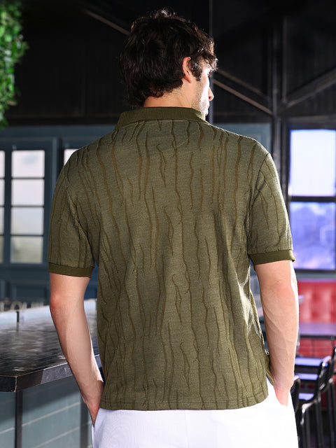 Chaos Crevice-Jacquard Polo T-Shirt