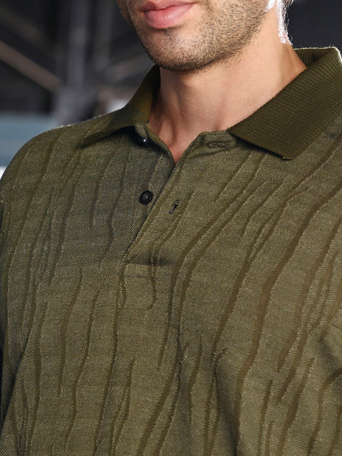 Chaos Crevice-Jacquard Polo T-Shirt