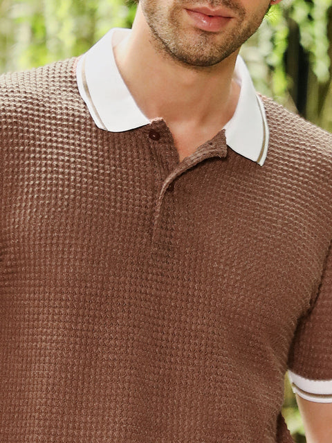 Chaos Contrast-Knit Polo T-Shirt