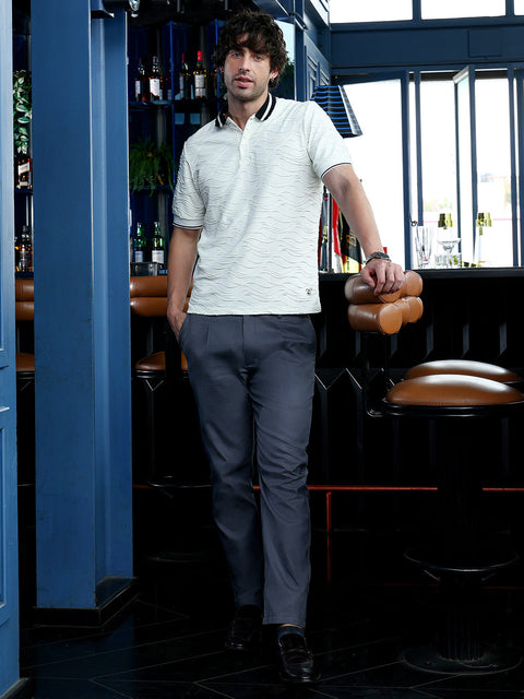 Take Two Men T-Shirt Contrast Swirl-Tactile Polo T-Shirt