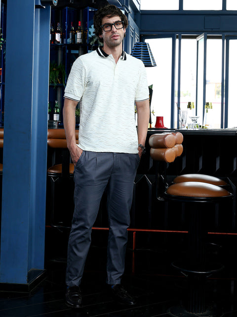 Take Two Men T-Shirt Contrast Swirl-Tactile Polo T-Shirt