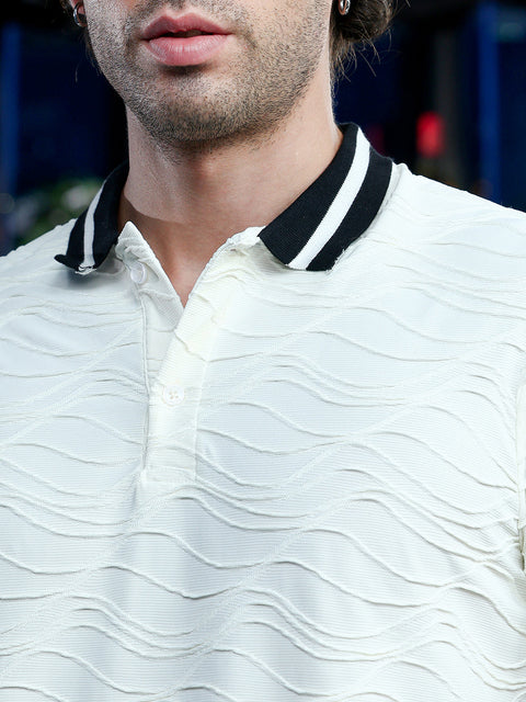 Take Two Men T-Shirt Contrast Swirl-Tactile Polo T-Shirt