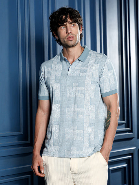 Chaos Lattice-Geometric Jacquard Polo T-Shirt