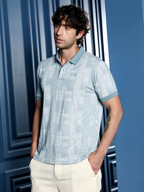 Chaos Lattice-Geometric Jacquard Polo T-Shirt