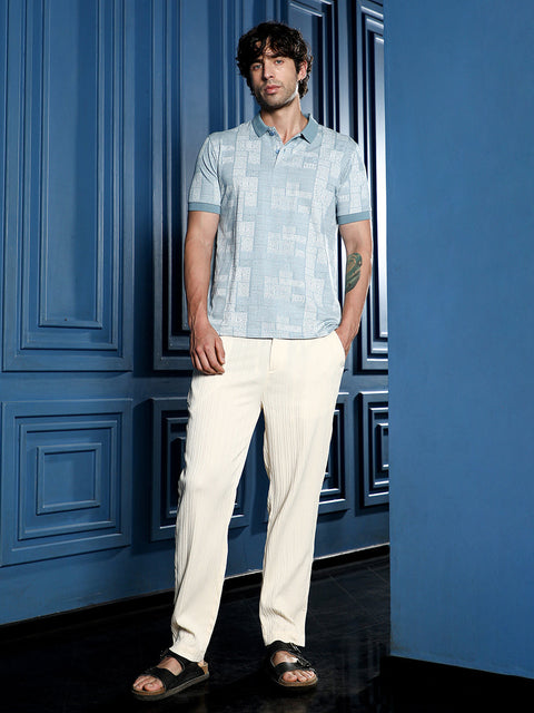 Chaos Lattice-Geometric Jacquard Polo T-Shirt