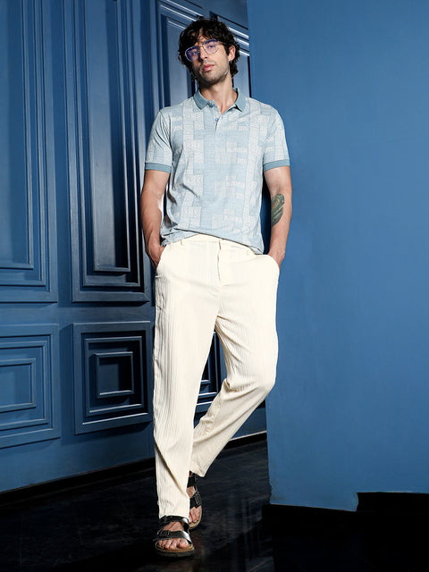 Chaos Lattice-Geometric Jacquard Polo T-Shirt