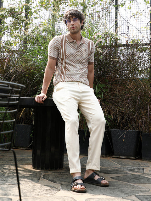 Runway Gods Gradient-Geometric Jacquard Polo T-Shirt