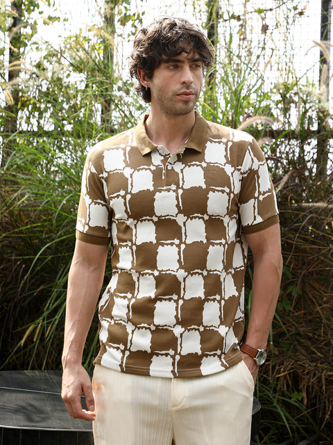 Runway Gods Blob-Geometric Jacquard Polo T-Shirt