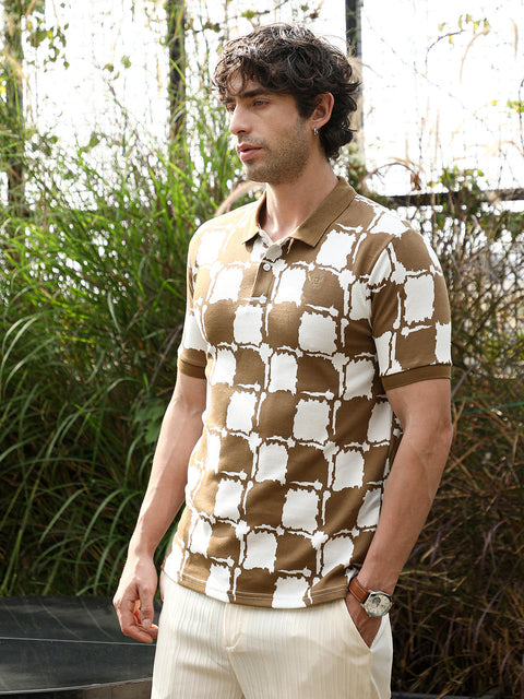 Runway Gods Blob-Geometric Jacquard Polo T-Shirt