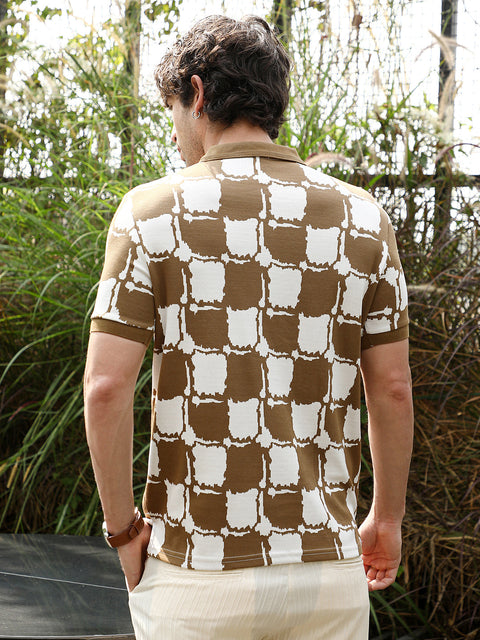 Runway Gods Blob-Geometric Jacquard Polo T-Shirt