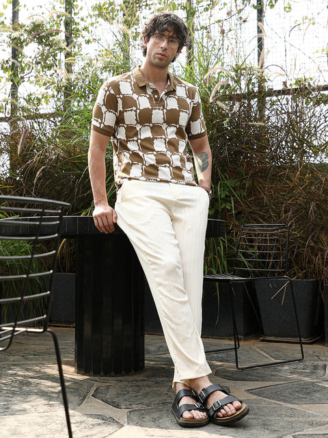 Runway Gods Blob-Geometric Jacquard Polo T-Shirt