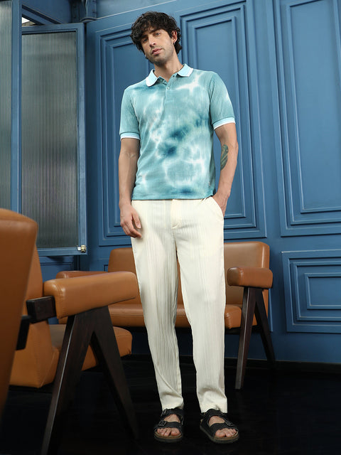 Runway Gods Dye-Geometric Jacquard Polo T-Shirt