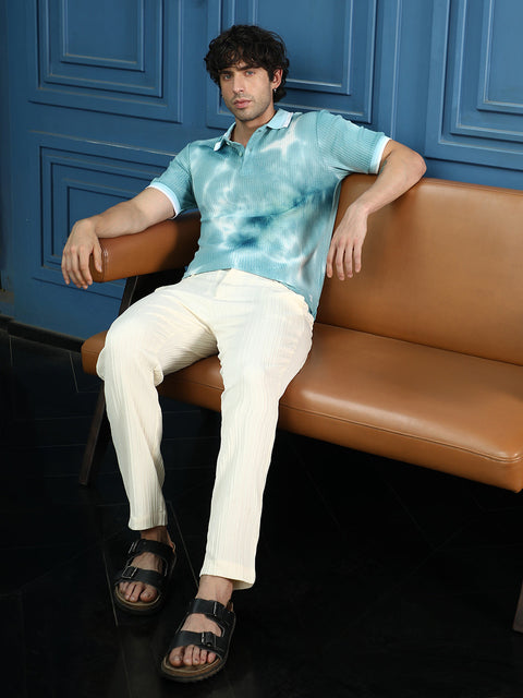 Runway Gods Dye-Geometric Jacquard Polo T-Shirt