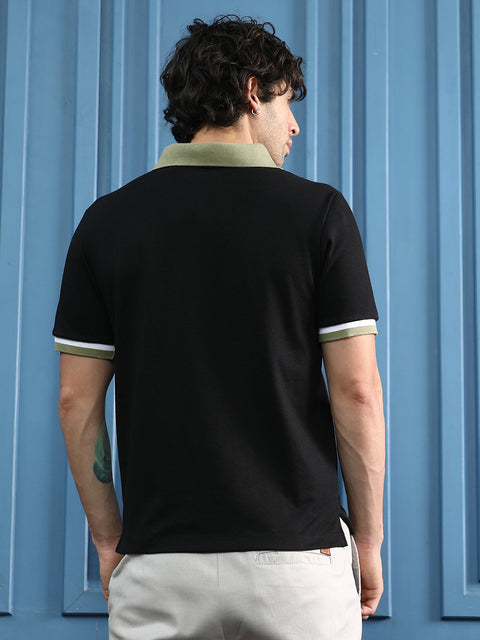 Runway Gods Contrast Textured-Knit Polo T-Shirt