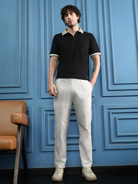Runway Gods Contrast Textured-Knit Polo T-Shirt