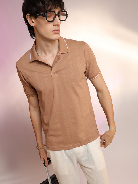 Just Be Lined-Knit Polo T-Shirt