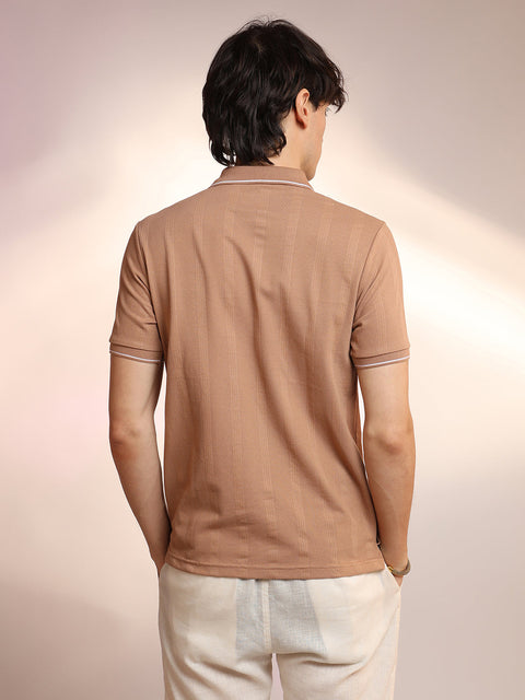 Just Be Lined-Knit Polo T-Shirt