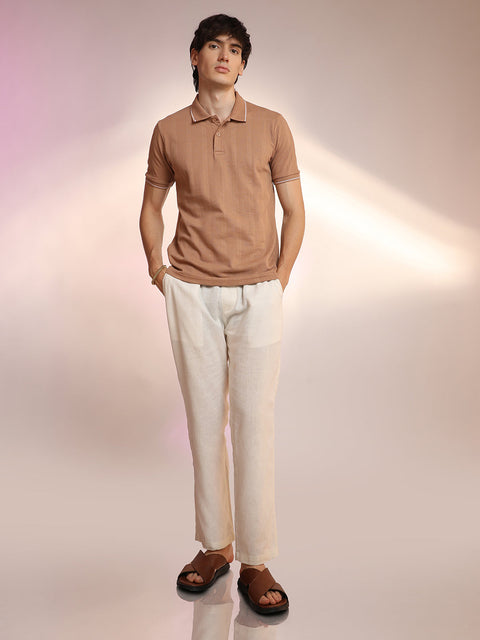 Just Be Lined-Knit Polo T-Shirt