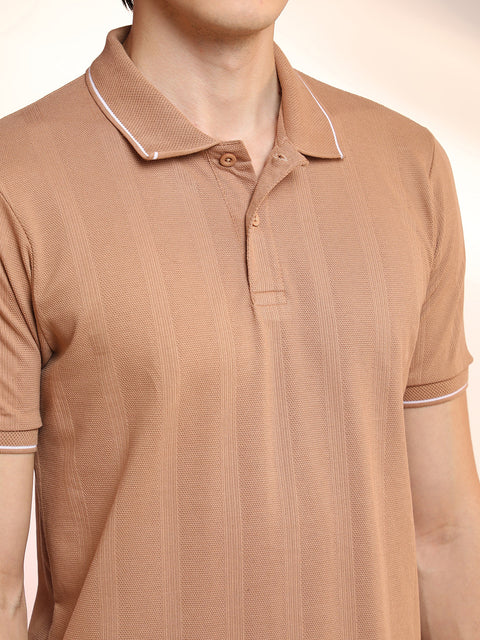 Just Be Lined-Knit Polo T-Shirt