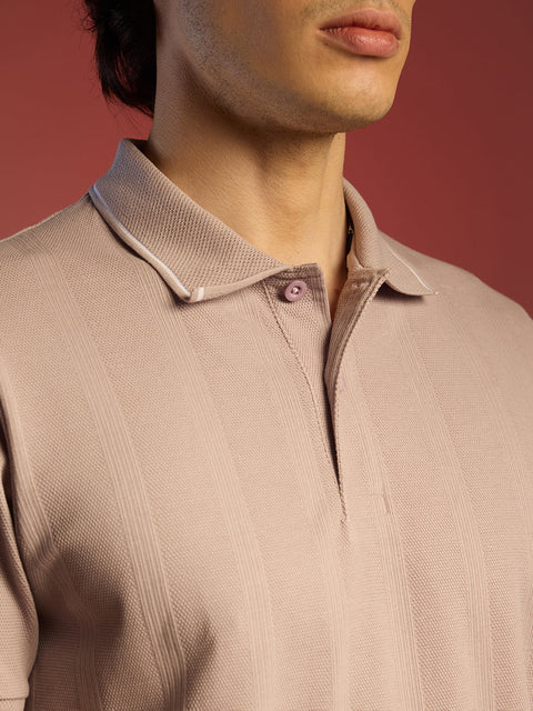 Just Be Lined-Knit Polo T-Shirt