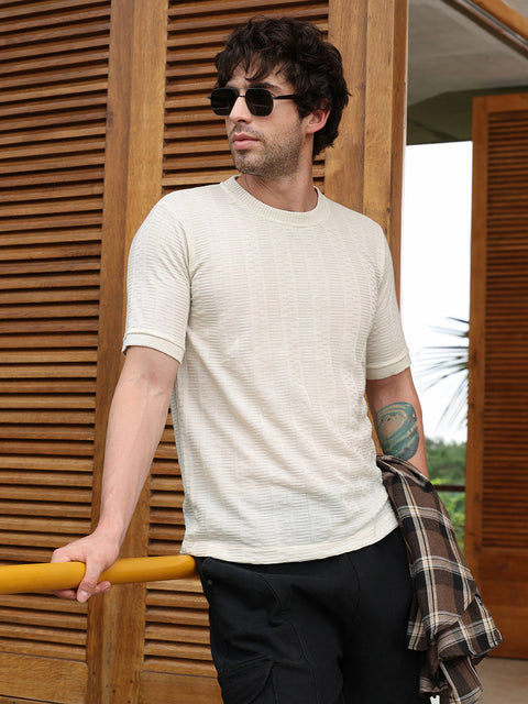 Just Be Dash-Ribbed Knit T-Shirt