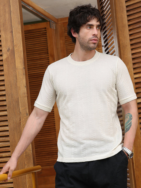 Just Be Dash-Ribbed Knit T-Shirt