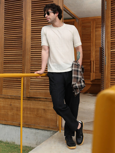 Just Be Dash-Ribbed Knit T-Shirt