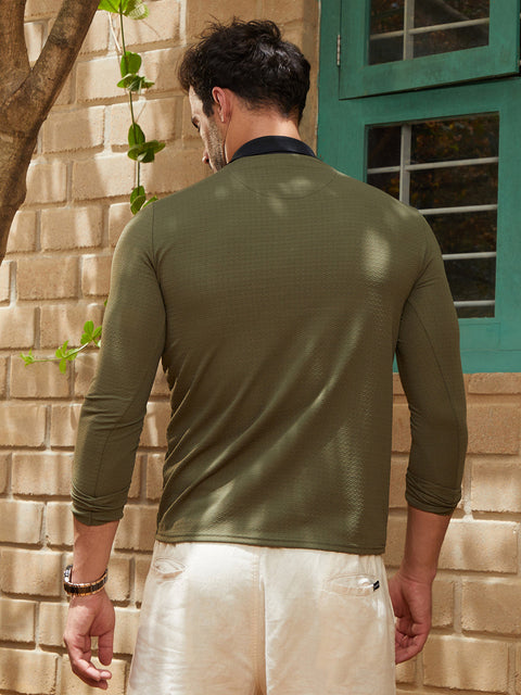 Face Card Textured Cuban Polo T-Shirt