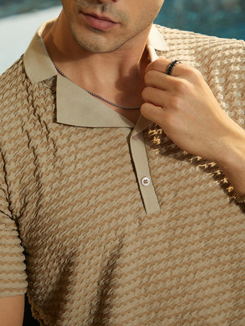 Game Face Crease-Tactile Cuban Polo T-Shirt