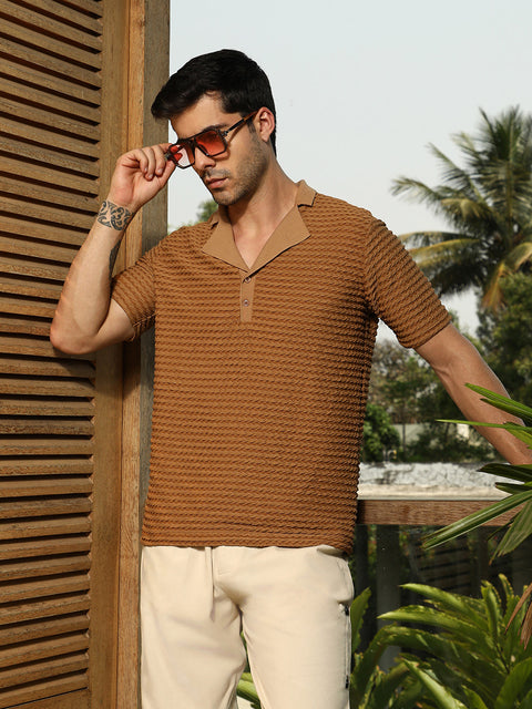 Game Face Crease-Tactile Cuban Polo T-Shirt