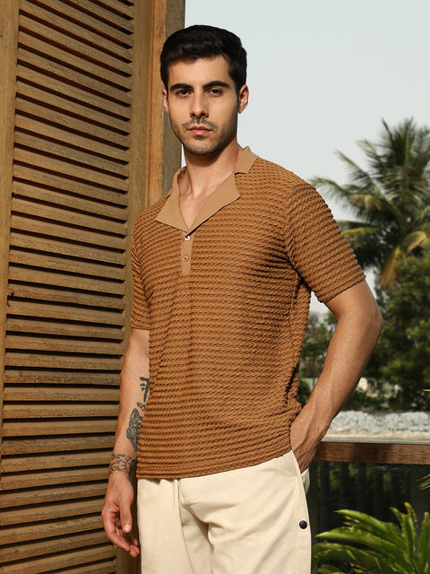 Game Face Crease-Tactile Cuban Polo T-Shirt