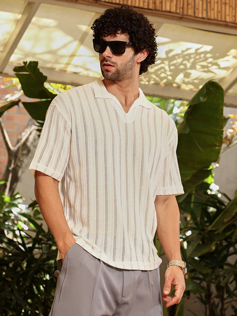 Behookd Duo-Striped Relaxed Polo T-Shirt
