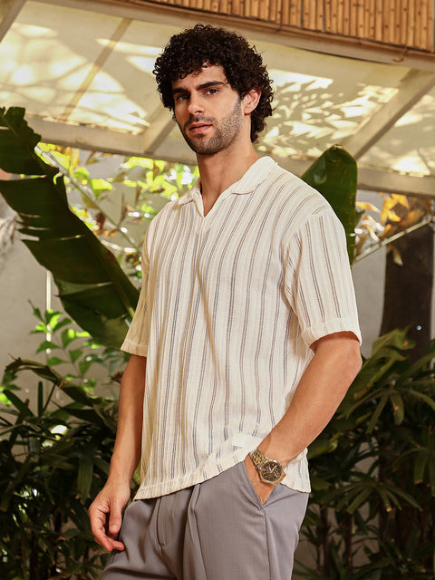Behookd Duo-Striped Relaxed Polo T-Shirt