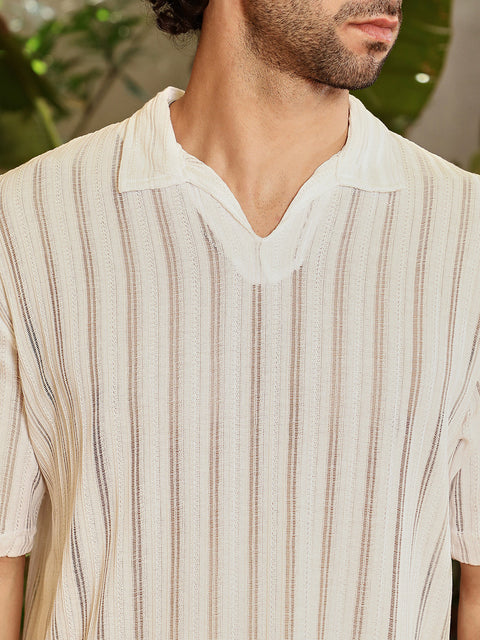 Behookd Duo-Striped Relaxed Polo T-Shirt