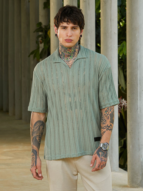 Face Card Duo-Striped Relaxed Polo T-Shirt