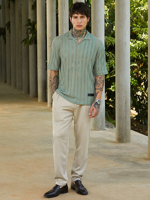 Face Card Duo-Striped Relaxed Polo T-Shirt