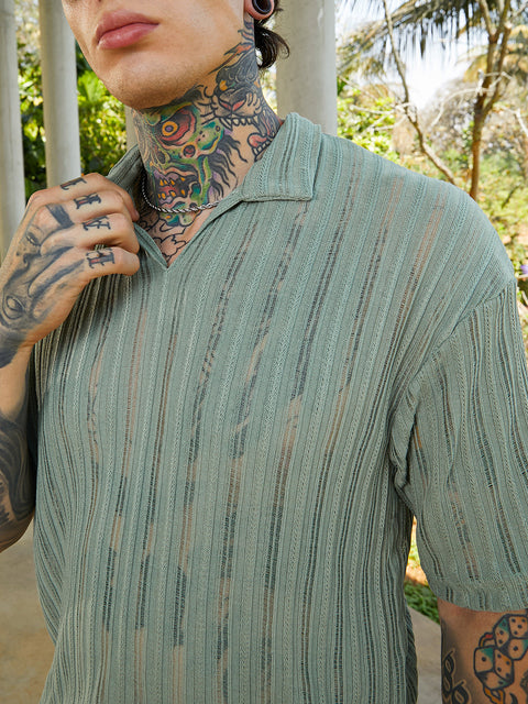Face Card Duo-Striped Relaxed Polo T-Shirt