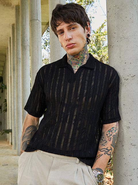 Face Card Duo-Striped Relaxed Polo T-Shirt