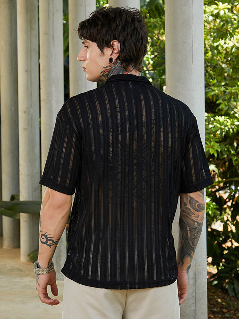 Face Card Duo-Striped Relaxed Polo T-Shirt