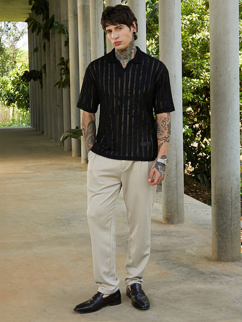 Face Card Duo-Striped Relaxed Polo T-Shirt