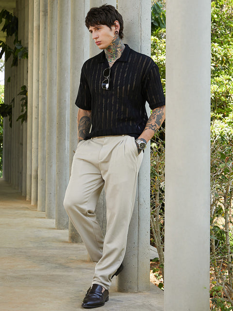 Face Card Duo-Striped Relaxed Polo T-Shirt