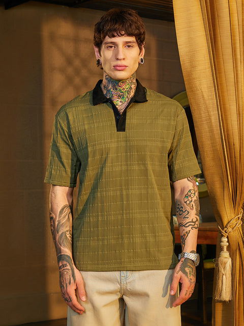 Game Face Contrast Grid Polo T-Shirt