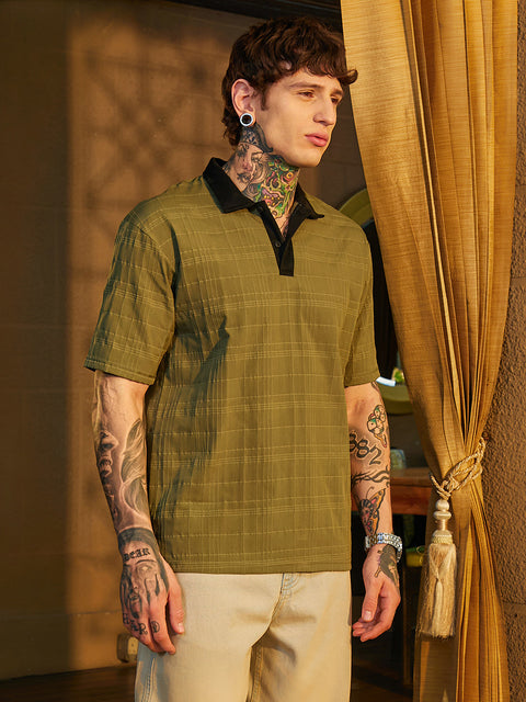 Game Face Contrast Grid Polo T-Shirt