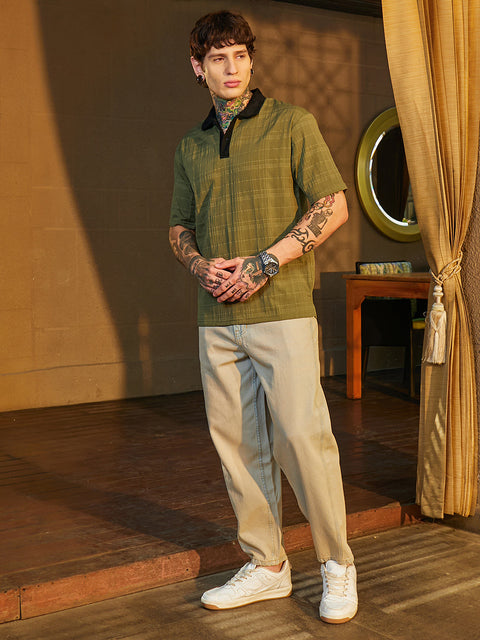 Game Face Contrast Grid Polo T-Shirt