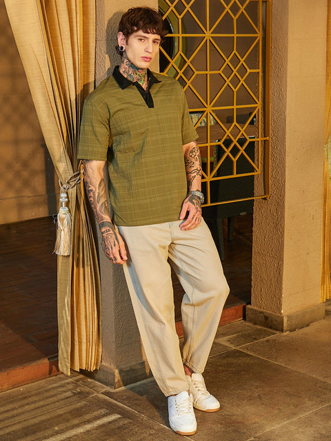 Game Face Contrast Grid Polo T-Shirt