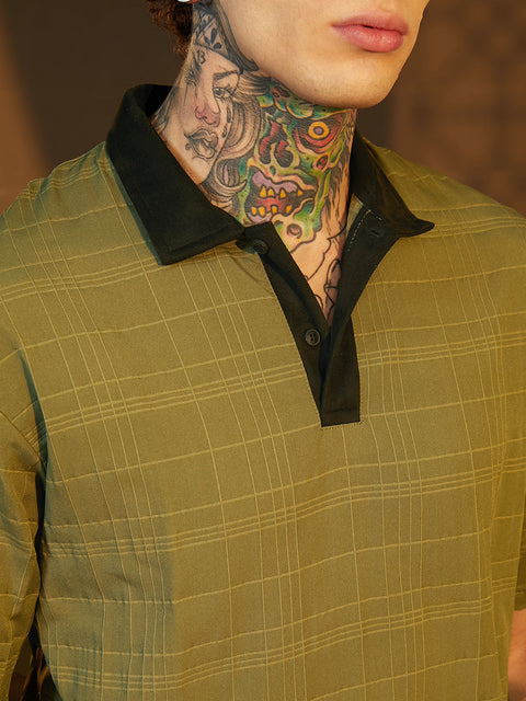 Game Face Contrast Grid Polo T-Shirt