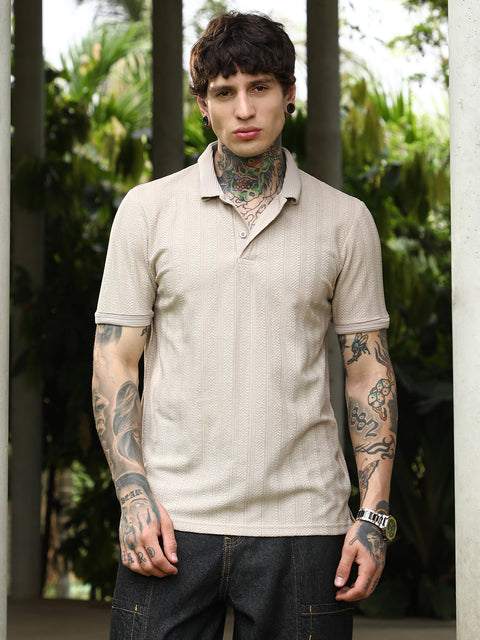 Behookd Texture-Lined Polo T-Shirt