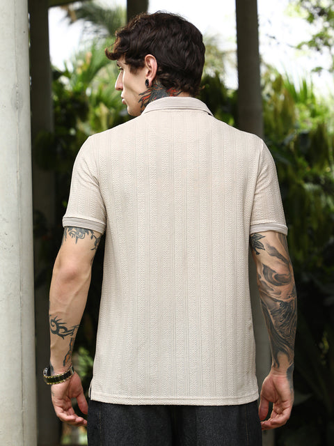 Behookd Texture-Lined Polo T-Shirt