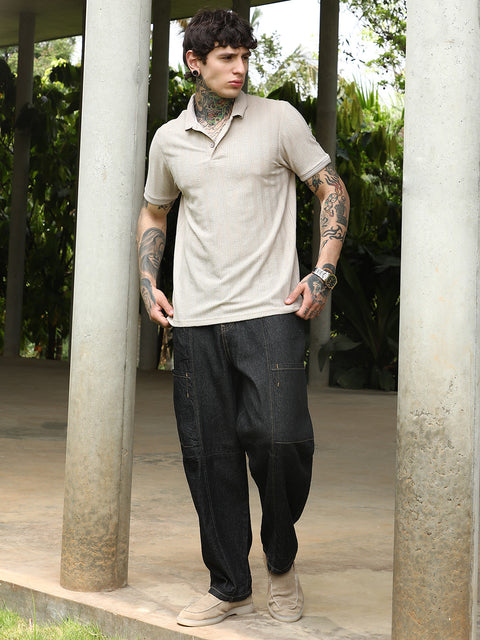 Behookd Texture-Lined Polo T-Shirt
